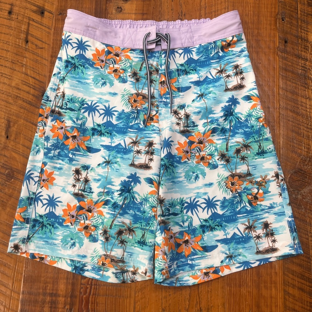NWOT George Tropical Print Swim Trunks Small